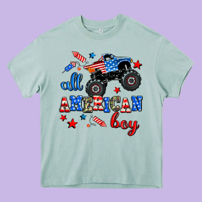 All American Boy  Monsterr Truck Heavy Core Tee Designed By Adodesignshop