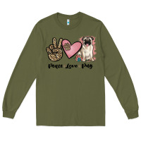 Army Green peace love pug Long Sleeve Tee - JahusDesignShop