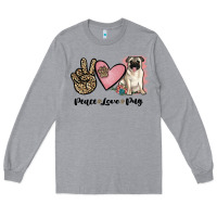 Heather Grey peace love pug Long Sleeve Tee - JahusDesignShop