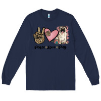 Navy peace love pug Long Sleeve Tee - JahusDesignShop