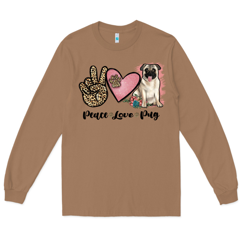 Peace Love Pug Long Sleeve Tee by JahusDesignShop | Teevron