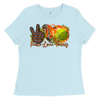 Baby Blue peace love tennis Ladies Tee - RacoonDesign