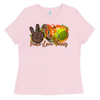 Bubblegum Pink peace love tennis Ladies Tee - RacoonDesign