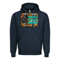 Navy gobble gobble gobble Zipper Hoodie - RanaPortraitStore