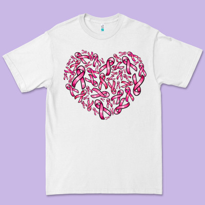 Breast Cancer Ribbon Heart Premium Tee Designed By Adodesignshop