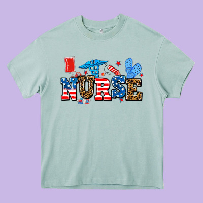 Usa Nurse Heavy Core Tee Designed By Adodesignshop