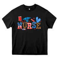 Black usa nurse Heavy Core Tee - AdoDesignShop