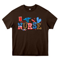 Chocolate Brown usa nurse Heavy Core Tee - AdoDesignShop
