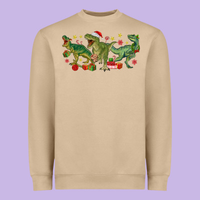 Christmas Dinosaurs Heavyweight Sweatshirt Designed By Maliassmallbusiness