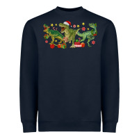 Navy christmas dinosaurs Heavyweight Sweatshirt - MaliasSmallBusiness