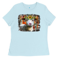 Baby Blue sunflower sheep Ladies Tee - RacoonDesign