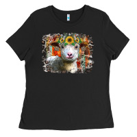 Black sunflower sheep Ladies Tee - RacoonDesign