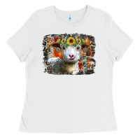 White sunflower sheep Ladies Tee - RacoonDesign