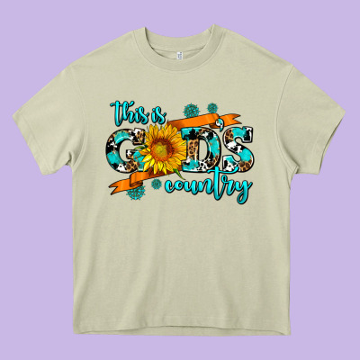 This Is Gods Country Sunflower Heavy Core Tee Designed By Adodesignshop