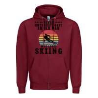 Burgundy Never Underestimate An Old Man Who Loves Skiing Zipper Hoodie - Bettercallsaul