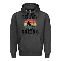Charcoal Heather Never Underestimate An Old Man Who Loves Skiing Zipper Hoodie - Bettercallsaul