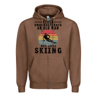 Chestnut Never Underestimate An Old Man Who Loves Skiing Zipper Hoodie - Bettercallsaul