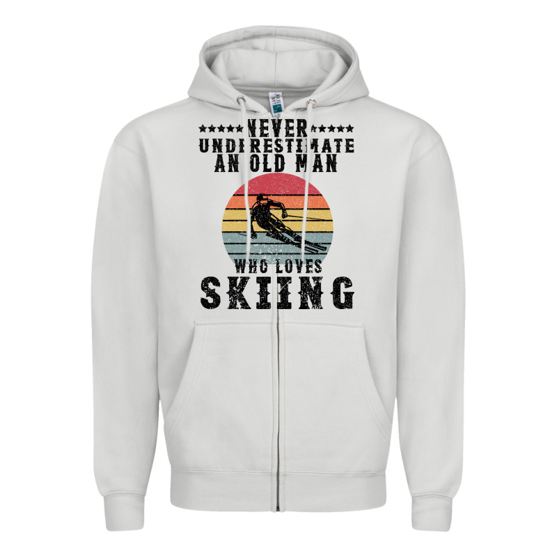 Never Underestimate An Old Man Who Loves Skiing Zipper Hoodie by Bettercallsaul | Teevron