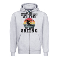 Heather Grey Never Underestimate An Old Man Who Loves Skiing Zipper Hoodie - Bettercallsaul