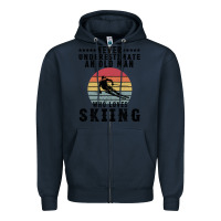 Navy Never Underestimate An Old Man Who Loves Skiing Zipper Hoodie - Bettercallsaul