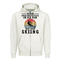 Oatmeal Heather Never Underestimate An Old Man Who Loves Skiing Zipper Hoodie - Bettercallsaul