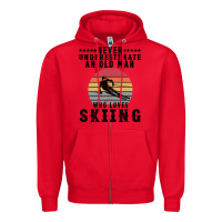 Red Never Underestimate An Old Man Who Loves Skiing Zipper Hoodie - Bettercallsaul