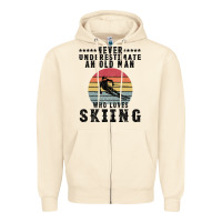 Sandshell Never Underestimate An Old Man Who Loves Skiing Zipper Hoodie - Bettercallsaul