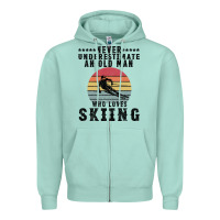 Seafoam Never Underestimate An Old Man Who Loves Skiing Zipper Hoodie - Bettercallsaul