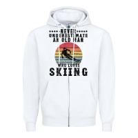 White Never Underestimate An Old Man Who Loves Skiing Zipper Hoodie - Bettercallsaul