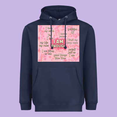 I Am Enough With Glitter Heavyweight Hoodie Designed By Tumblerdesignbyshophia