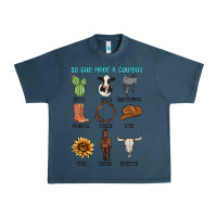 Midnight Navy so god made a cowboy Urban Heavy Tee - MaliasSmallBusiness