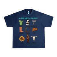 Navy so god made a cowboy Urban Heavy Tee - MaliasSmallBusiness