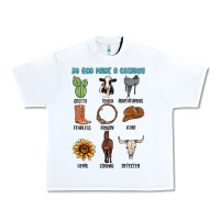 White so god made a cowboy Urban Heavy Tee - MaliasSmallBusiness
