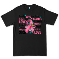 Black breast cancer ribbons with cancer words Premium Tee - AdoDesignShop