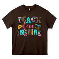 Chocolate Brown teach love inspire Heavy Core Tee - AdoDesignShop