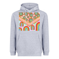 Heather Grey hippie rainbow and daisy Heavyweight Hoodie - TumblerDesignByShophia