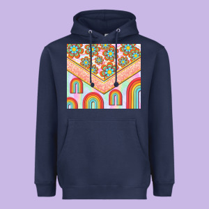 Hippie Rainbow And Daisy Heavyweight Hoodie Designed By Tumblerdesignbyshophia