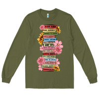 Army Green floral books Long Sleeve Tee - MaliasSmallBusiness