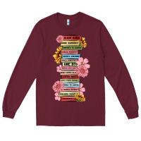 Burgundy floral books Long Sleeve Tee - MaliasSmallBusiness