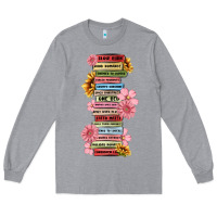 Heather Grey floral books Long Sleeve Tee - MaliasSmallBusiness