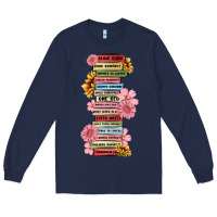 Navy floral books Long Sleeve Tee - MaliasSmallBusiness