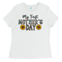 White my first mother's day Ladies Tee - CowhideDigitalArt