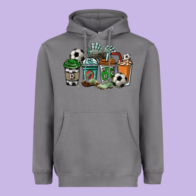 Soccer Coffee Cups Heavyweight Hoodie Designed By Howdyjamesfarm
