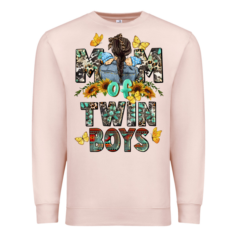Mom Of Twin Boys Mother's Day Premium Sweatshirt by CowGirlArtShop | Teevron