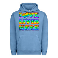 Pigment Pebble Blue Western Love Lives Here Urban Hoodie - BundleAndBundleShop