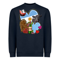 Navy Argentina hearts Heavyweight Sweatshirt - NancyCooperArtShop