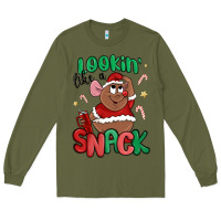 Army Green lookin' like a snack christmas character Long Sleeve Tee - MaliasSmallBusiness