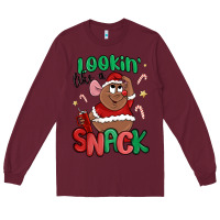 Burgundy lookin' like a snack christmas character Long Sleeve Tee - MaliasSmallBusiness