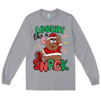 Heather Grey lookin' like a snack christmas character Long Sleeve Tee - MaliasSmallBusiness