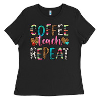 Black coffee teach repeat Ladies Tee - HRA Design Shop